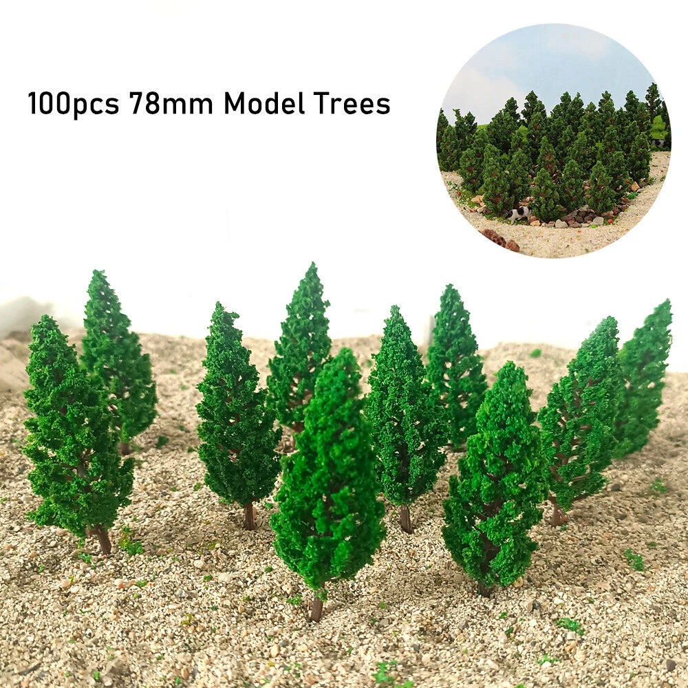 100Pcs 3.07" Pine Trees for Train Railroad Diorama Layout