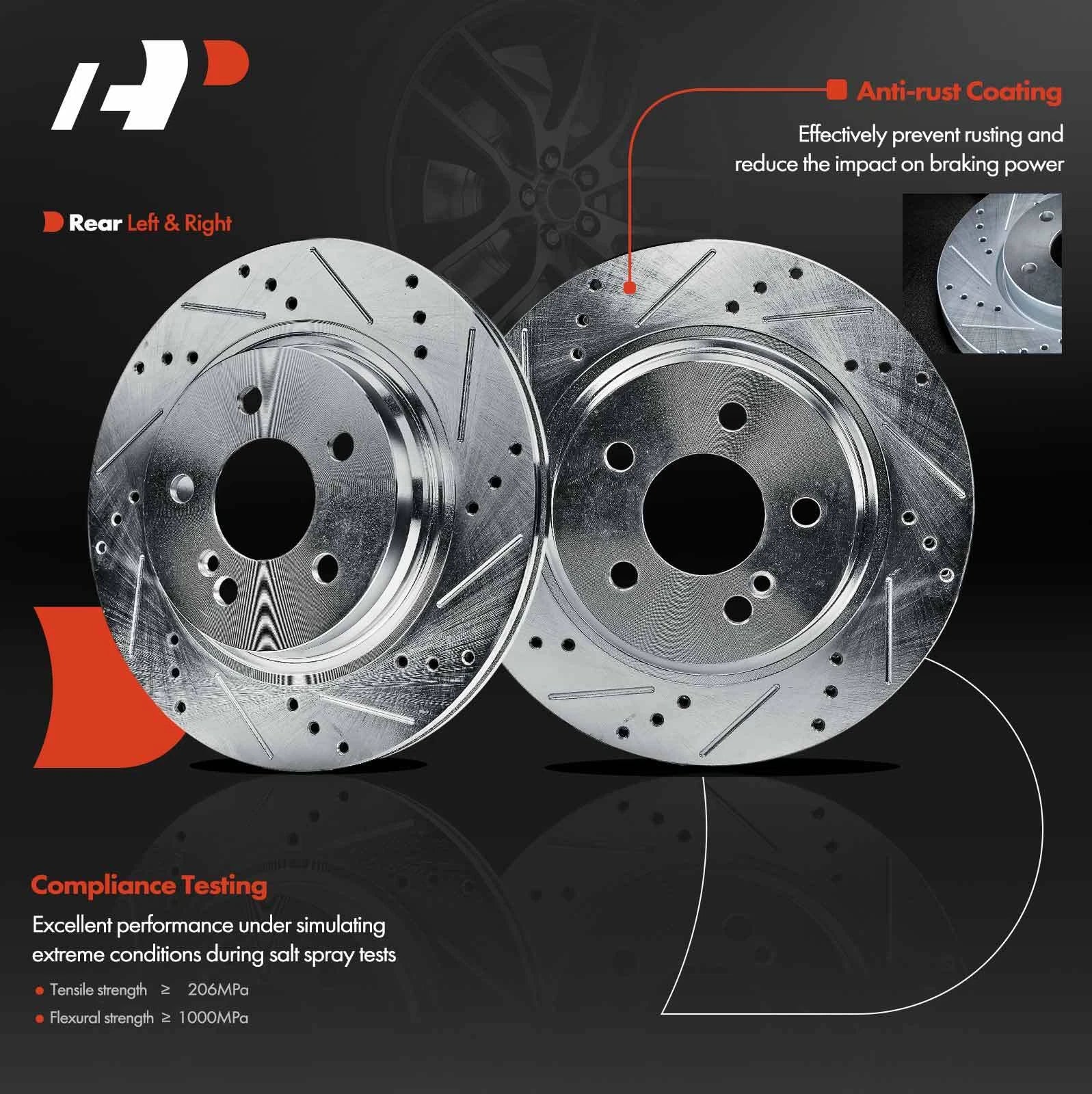 6x Rear Drilled Rotors & Brake Pads for Mercedes C250 C300 (2012–2015)