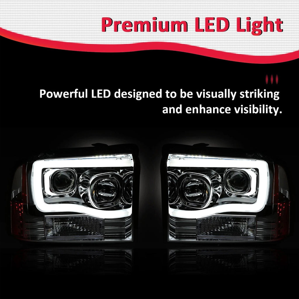 Projector Headlights for Ford F250-F550 Super Duty (2005–2007) LED DRL