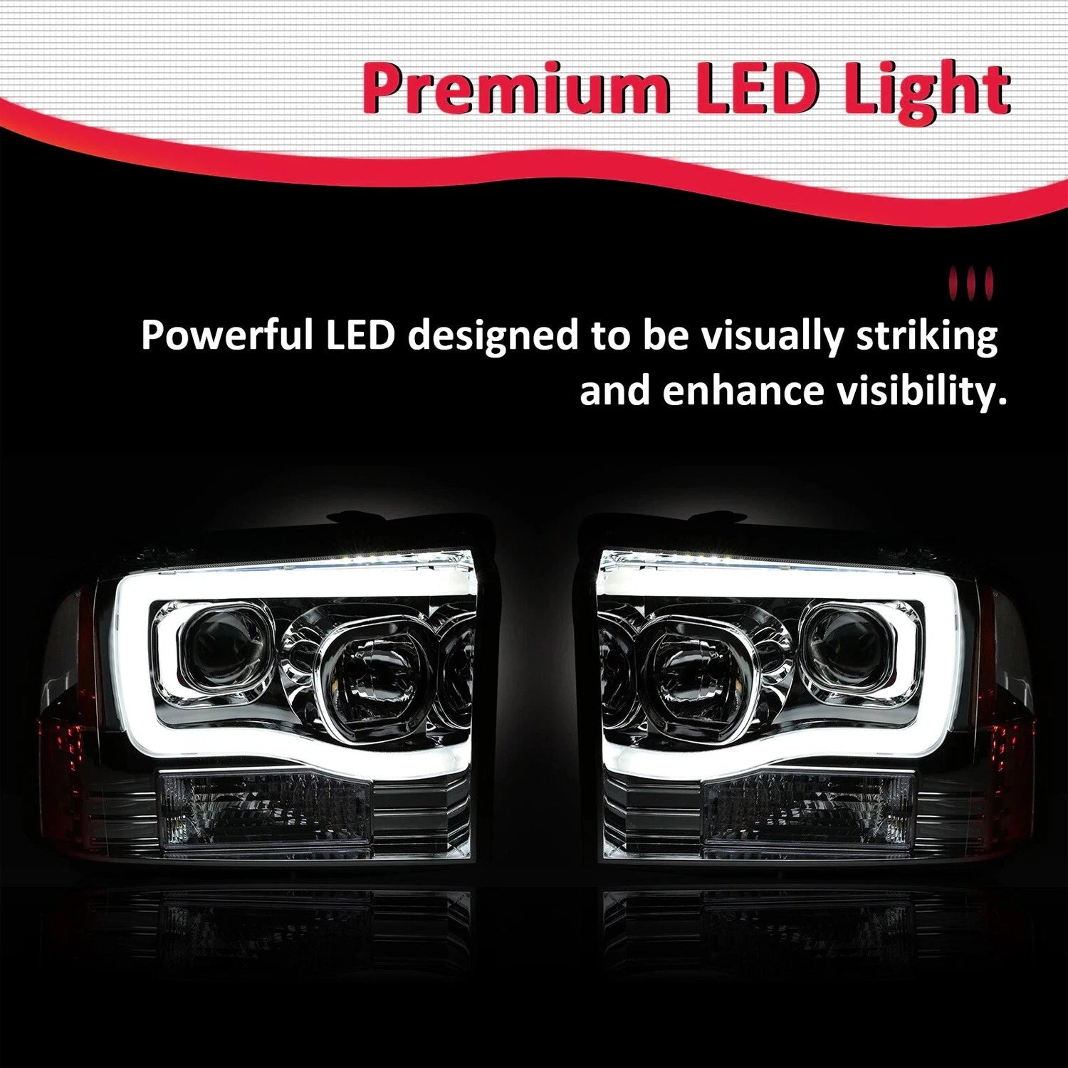 Projector Headlights for Ford F250-F550 Super Duty (2005–2007) LED DRL