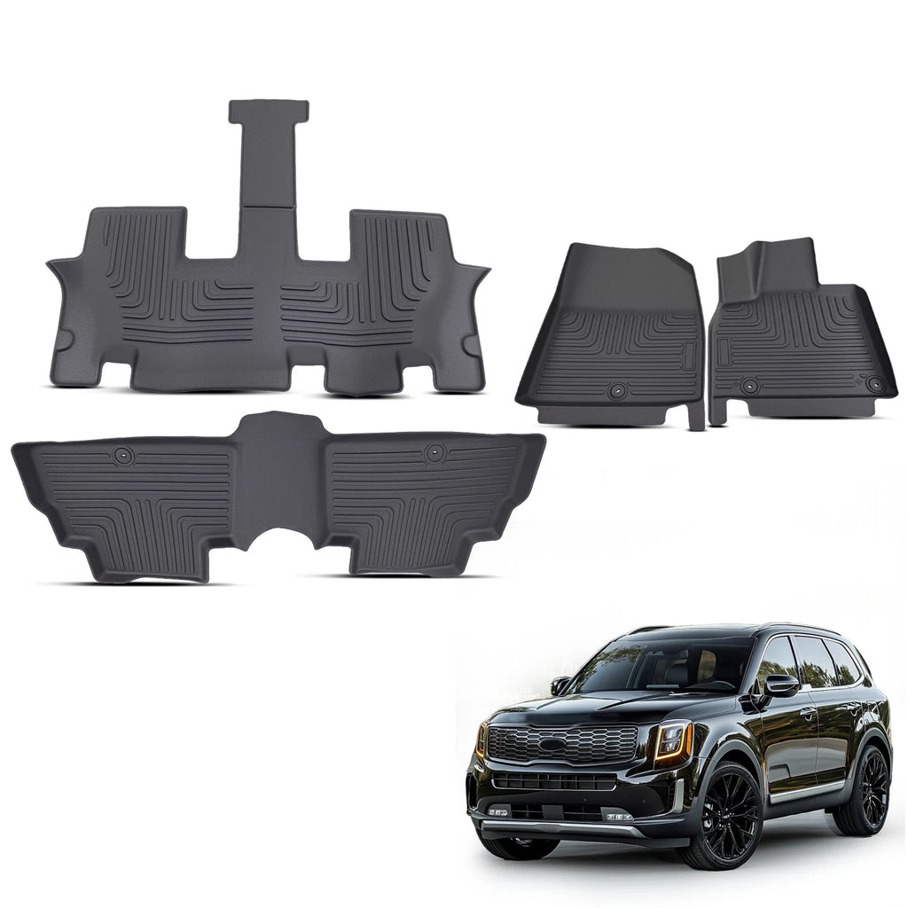 Set of 4 TPE All Weather Carpet Floor Mats for Kia Telluride (2020–2025)