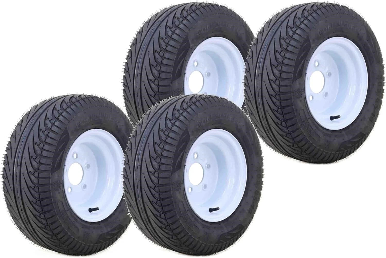 Set of 4 Libra 205/65-10 Golf Cart Tire Rims 5 Lugs 4.5" PCD White