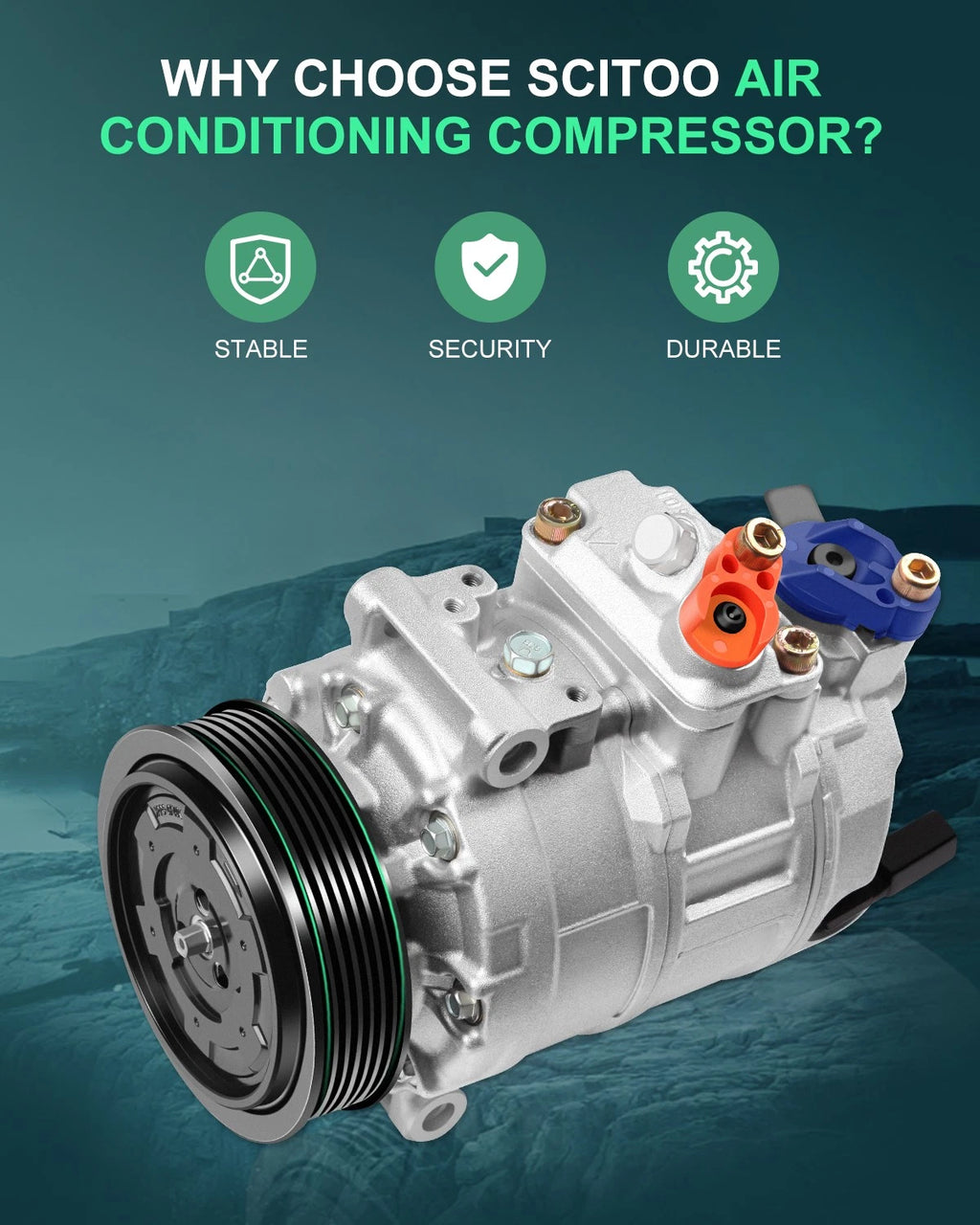 A/C Compressor for Volkswagen Jetta (2006–2013), Passat (2006–2010), Audi A3 (2006–2007)