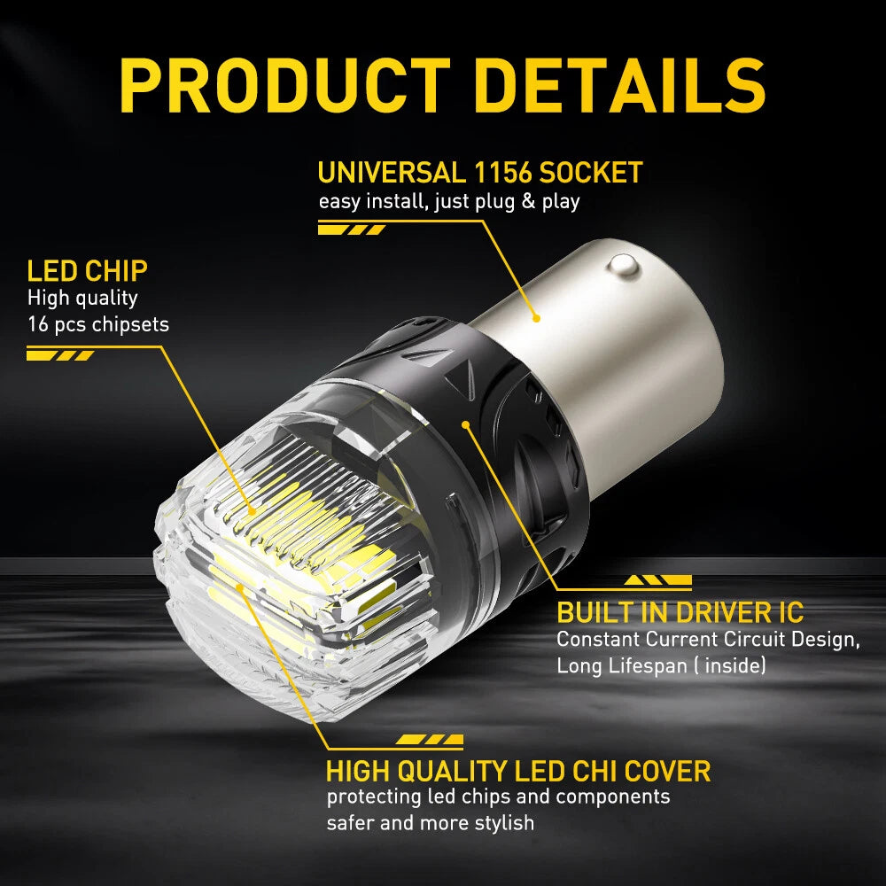 2X LED Backup Reverse Bulbs for Ba15s 1156 7506 (4000LM, 6500K)