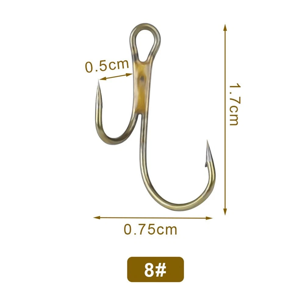 20X Golden Barbed Hooks for Zander Fish (Double with Spines)