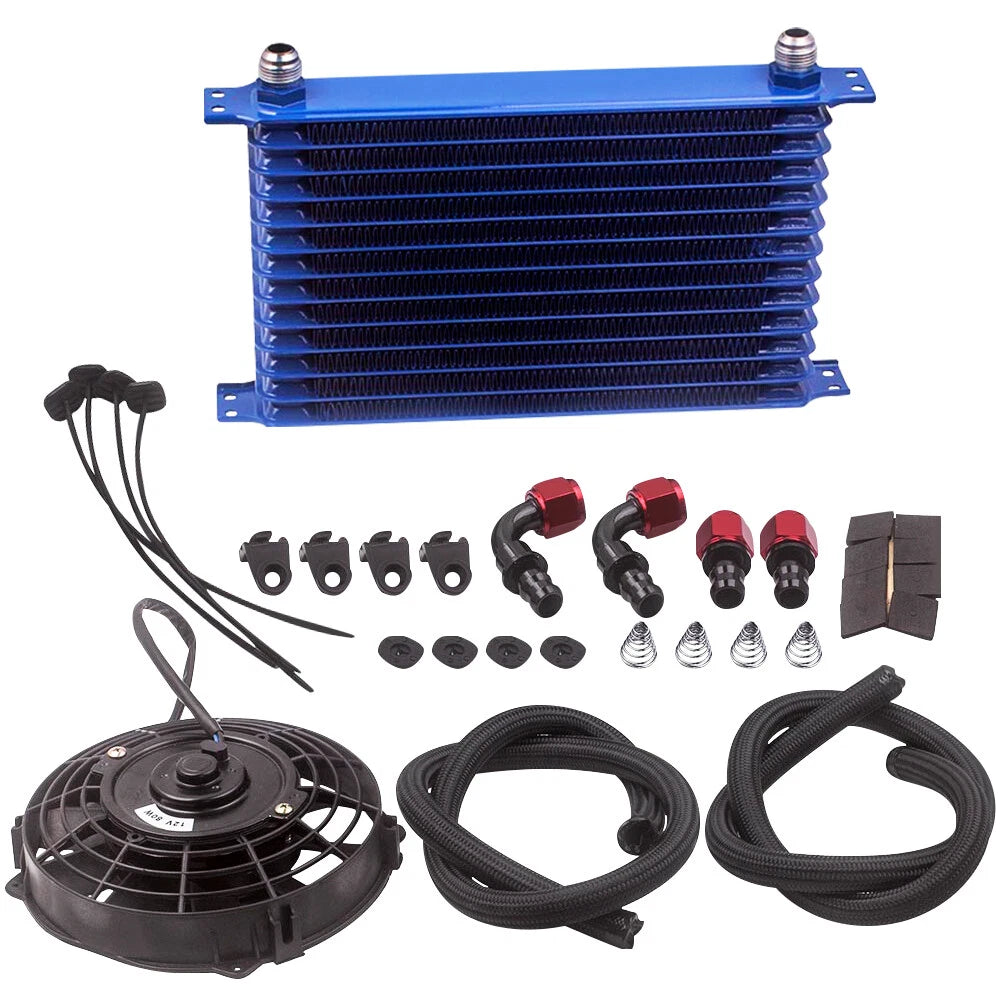 13 Row Engine Oil Cooler with 7" Electric Fan Kit for Universal Applications