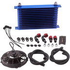 13 Row Engine Oil Cooler with 7" Electric Fan Kit for Universal Applications