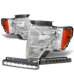 Chrome Housing Head & Bumper Corner Smoked LED Fog Light Kit for Ford F150 (2009–2014)