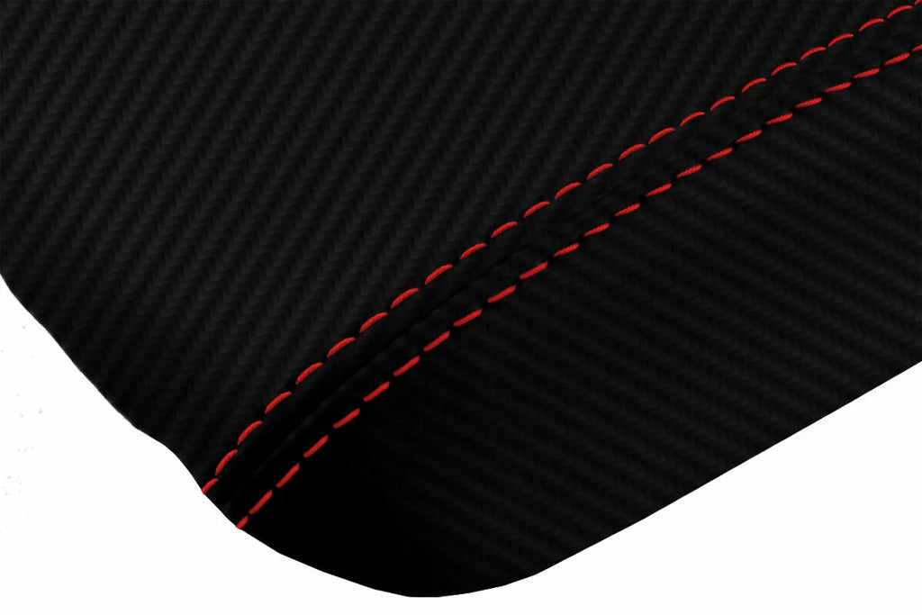 Console Lid Armrest Cover for Honda Civic (2006–2011) Carbon Fiber Red Stitch