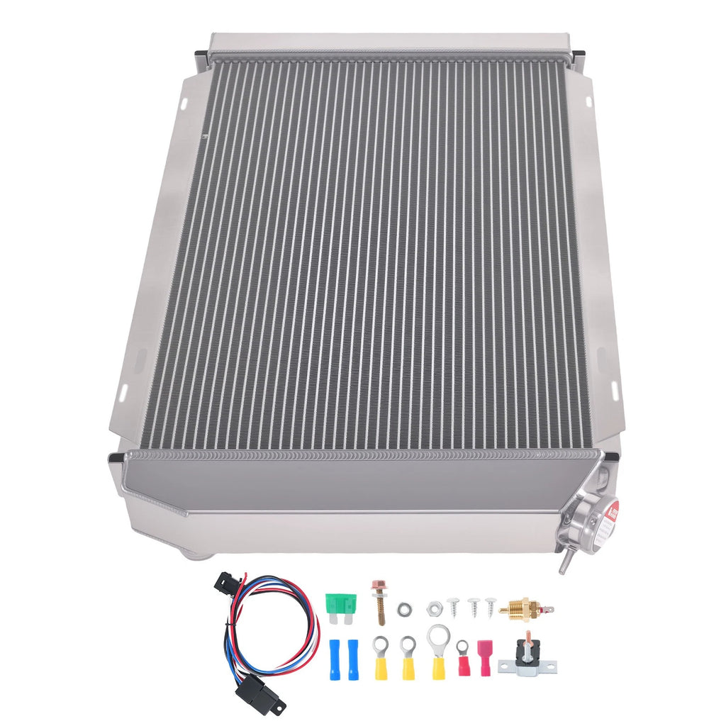 3 Row Aluminum Radiator with Fans Shroud Relay Kit for Mercury Capri (1980–1986)