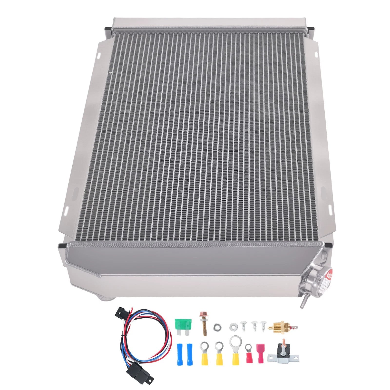 3 Row Aluminum Radiator with Fans Shroud Relay Kit for Mercury Capri (1980–1986)