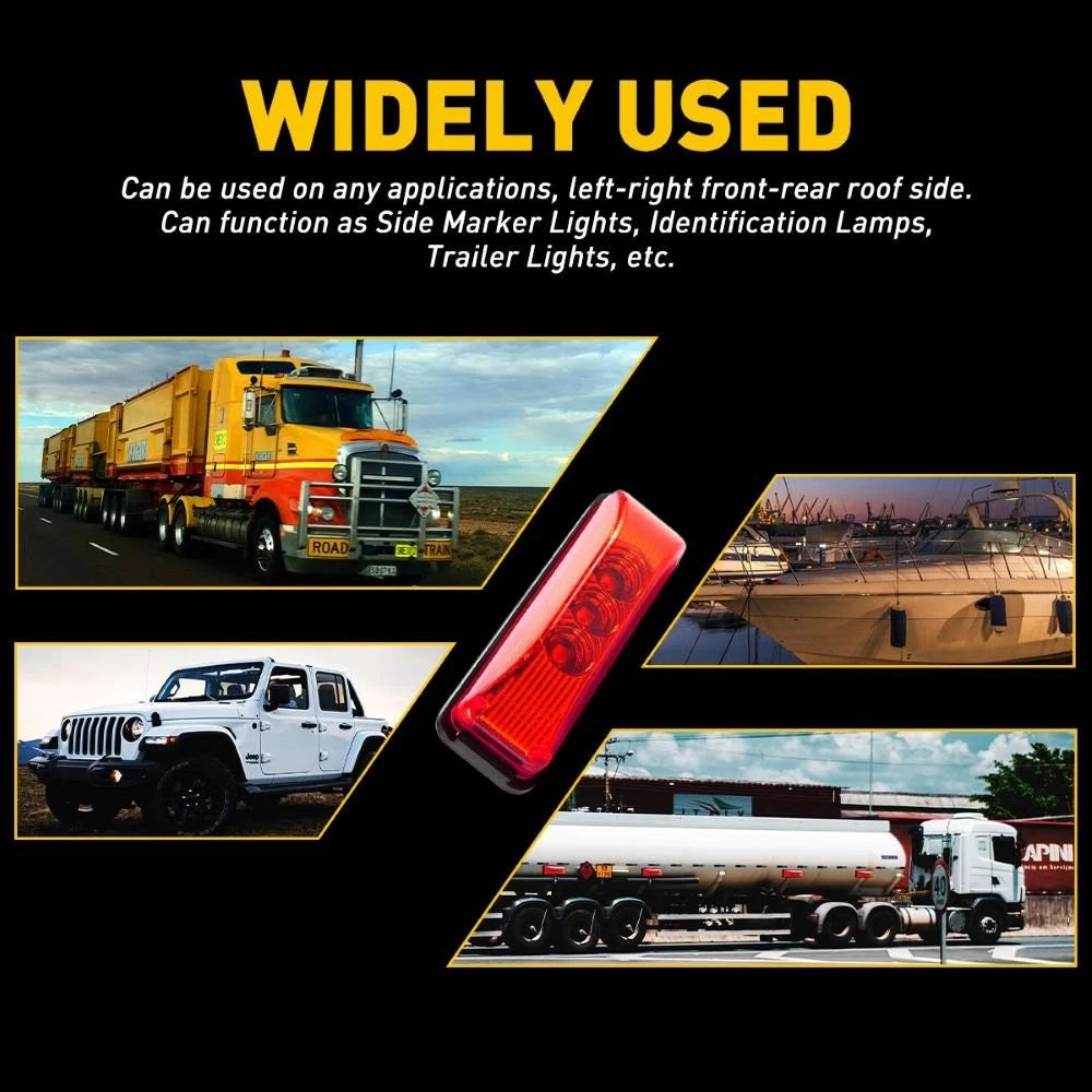 Set of 4 LED Marker Lights for Truck Trailer (Rectangle)