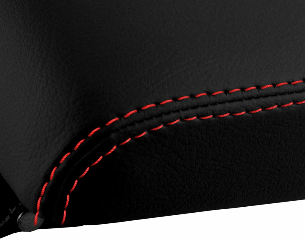 Console Lid Pull Over Cover Leather for Nissan Rogue (2008–2013) Red Stitch