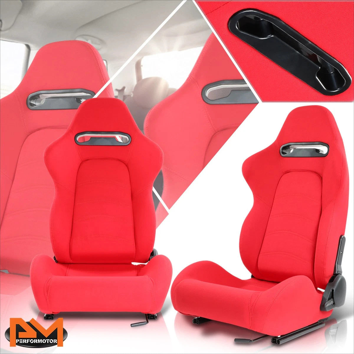 2Pcs Reclinable Racing Seats for Universal Fit (21.5" W X 21.5" D X 35" H)