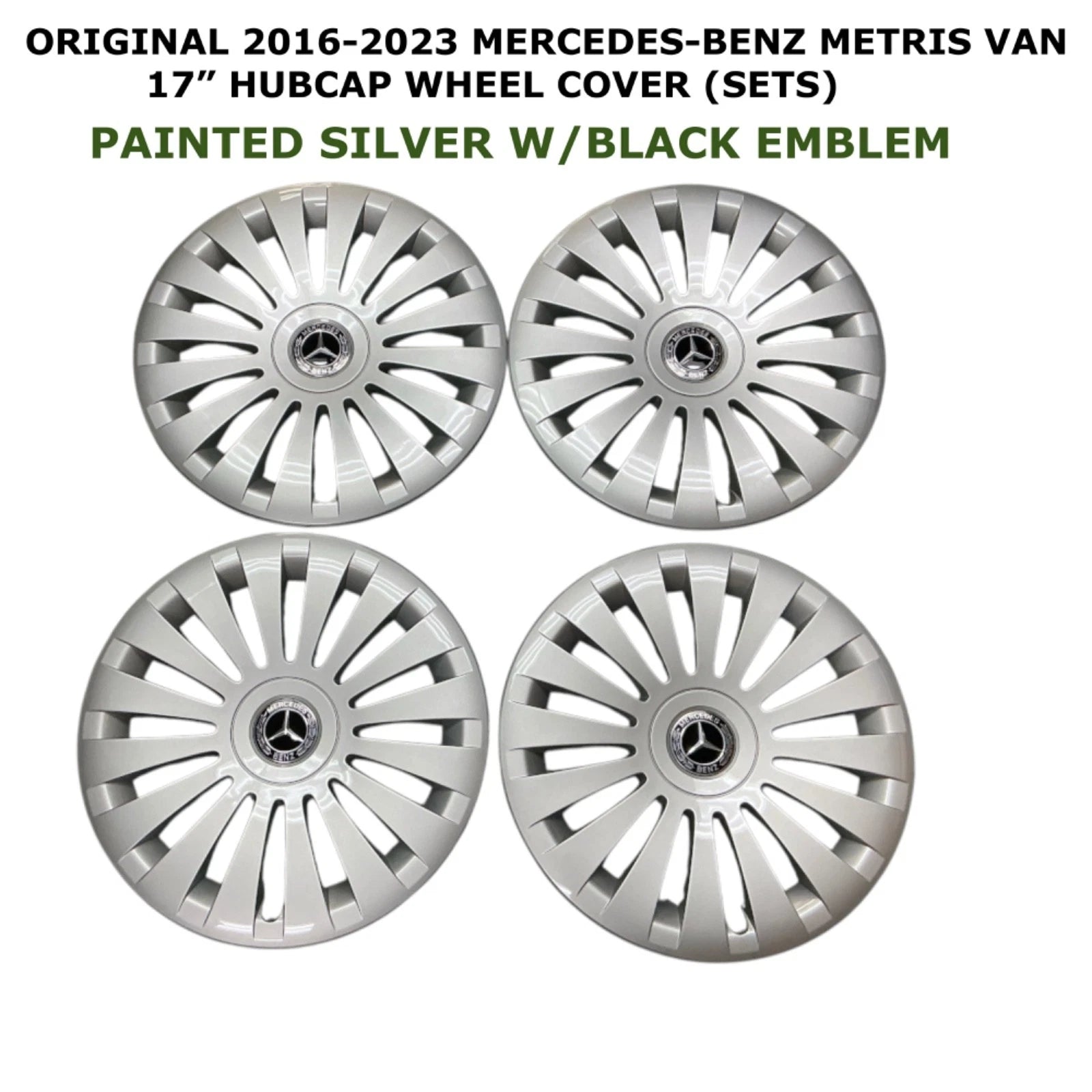 Set of 4 Hubcap Wheel Covers for Mercedes-Benz Metris Van (2016–2023)