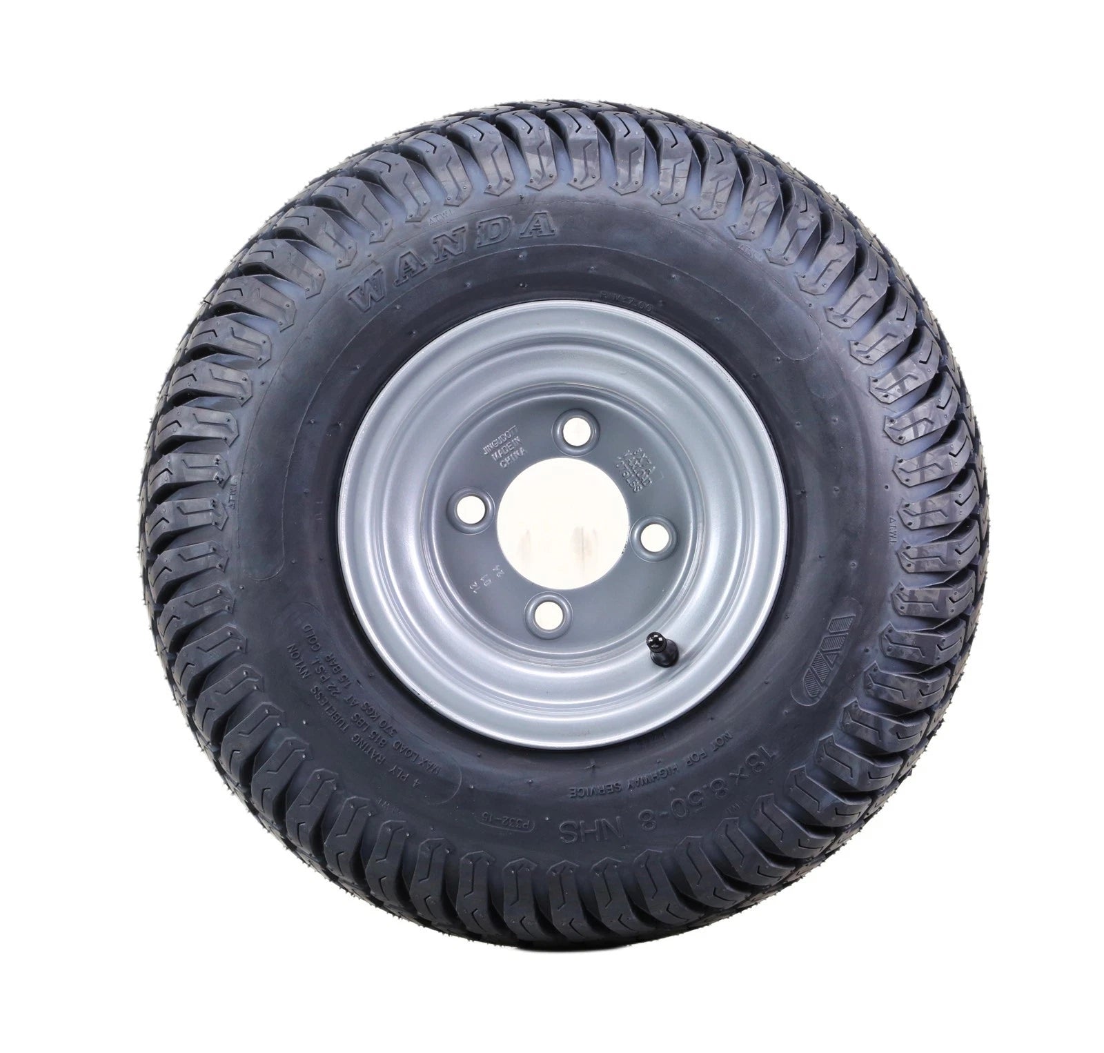 18X8.5-8 Lawn Mower Tire & Wheel Set of 2 with 4x4" Silver Wheel (13028)