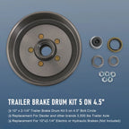 Trailer Hub Drum Kit with 10"x2-1/4" Electric Brakes for 3500 lbs Axle (2010–2023)