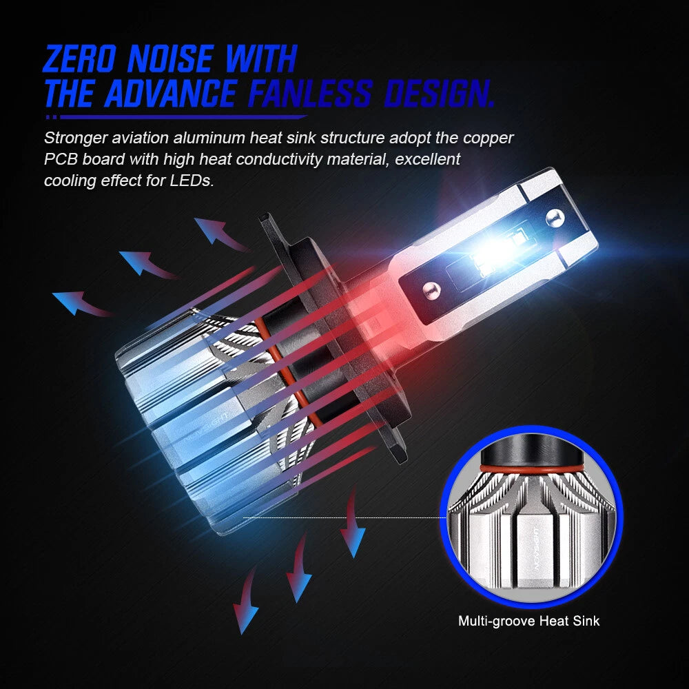 2X H4 9003 HB2 LED Headlight Bulbs for Universal Vehicles (6500K)