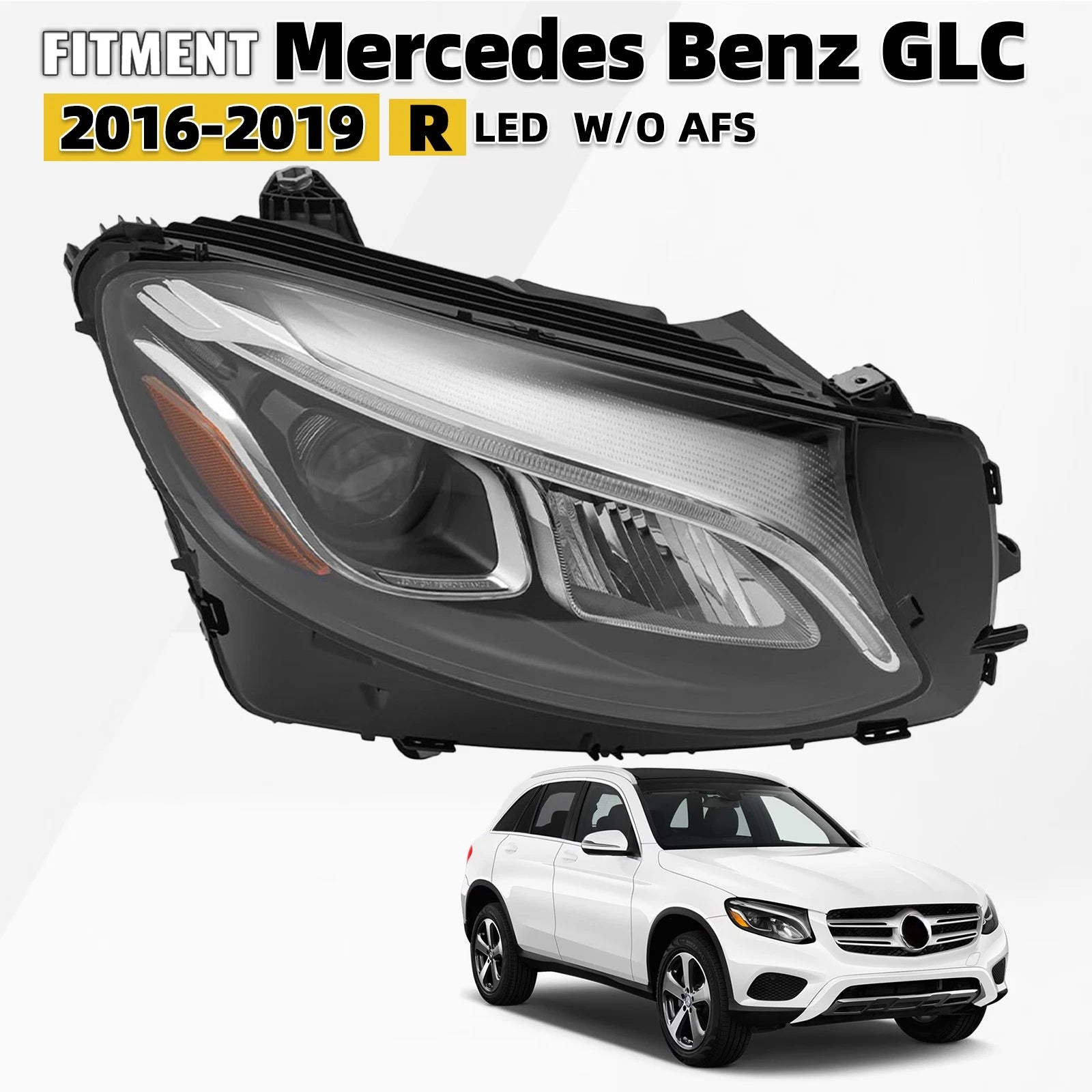 Full LED Headlight for Mercedes Benz GLC X253 (2016–2019) Right Passenger
