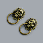 2Pcs Antique Lion Head Door Pull Handle for Cabinet Drawer (Fits )