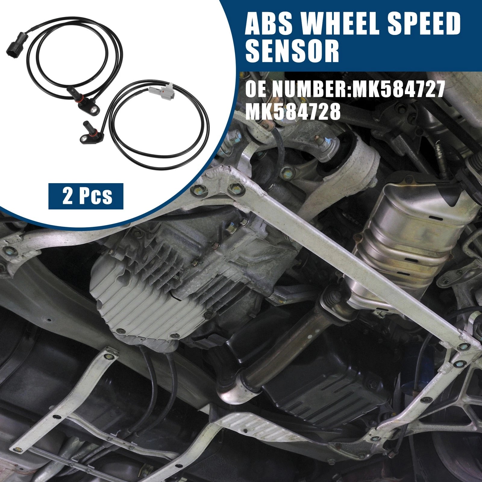 2 Pcs ABS Wheel Speed Sensor for Mitsubishi FUSO (MK584727/MK584728)