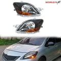 Headlight Pair for Toyota Yaris (2007–2012) Black Housing Halogen