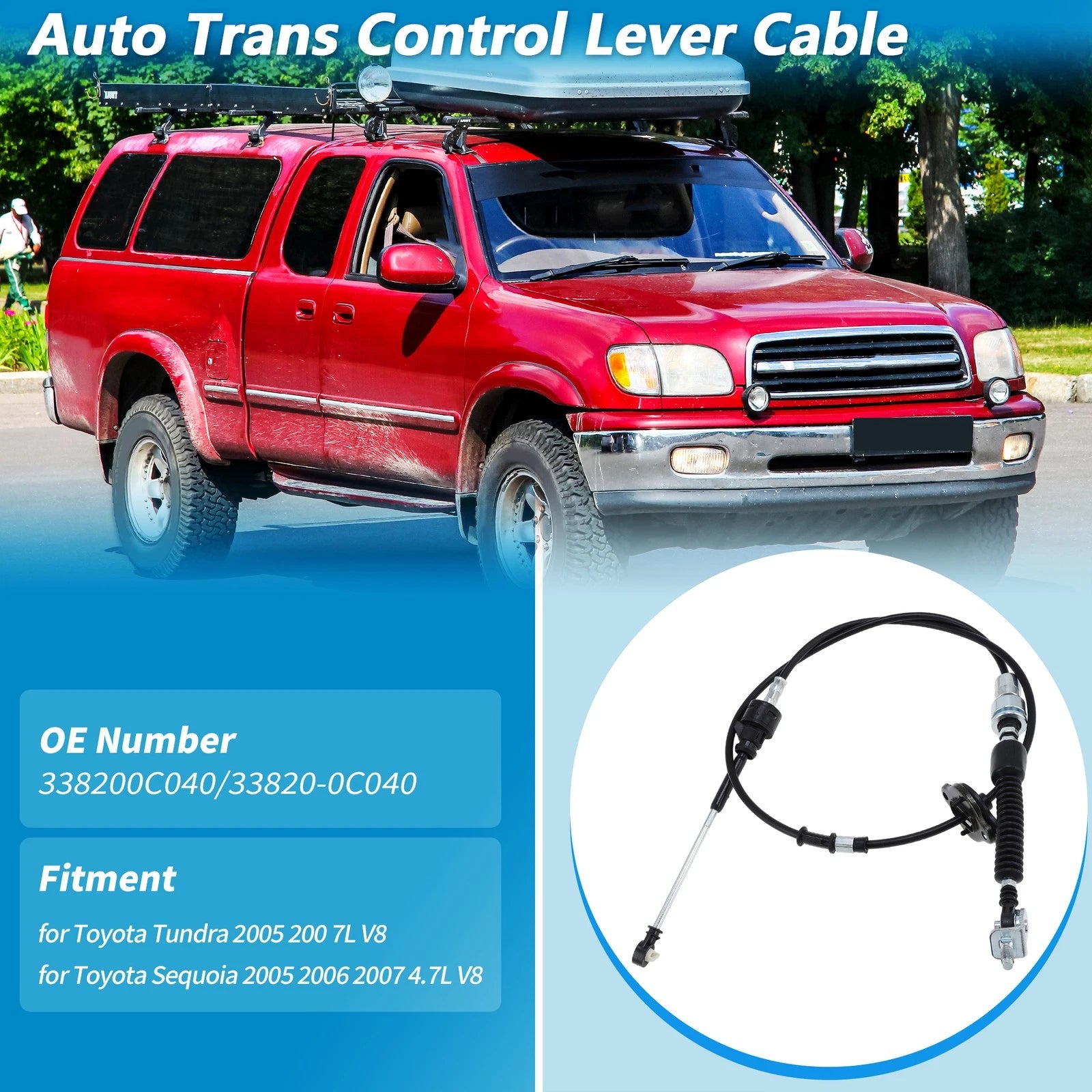 Auto Trans Gear Shifter Cable for Toyota Tundra Sequoia (2005–2007) No.338200C040