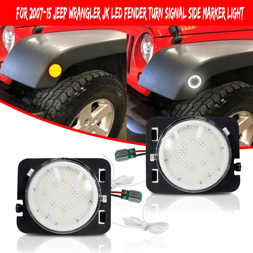 LED Side Marker DRL Front Fender Lights for Jeep Wrangler JK (2007–2018)