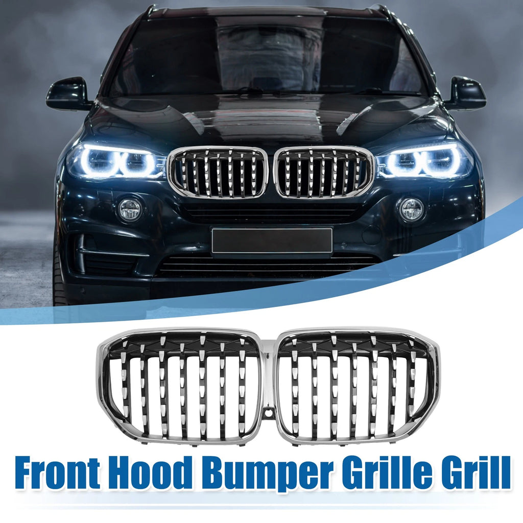 Front Hood Bumper Grille for BMW X5 (2014–2020) - 51137454888, 51137454890, Silver Tone