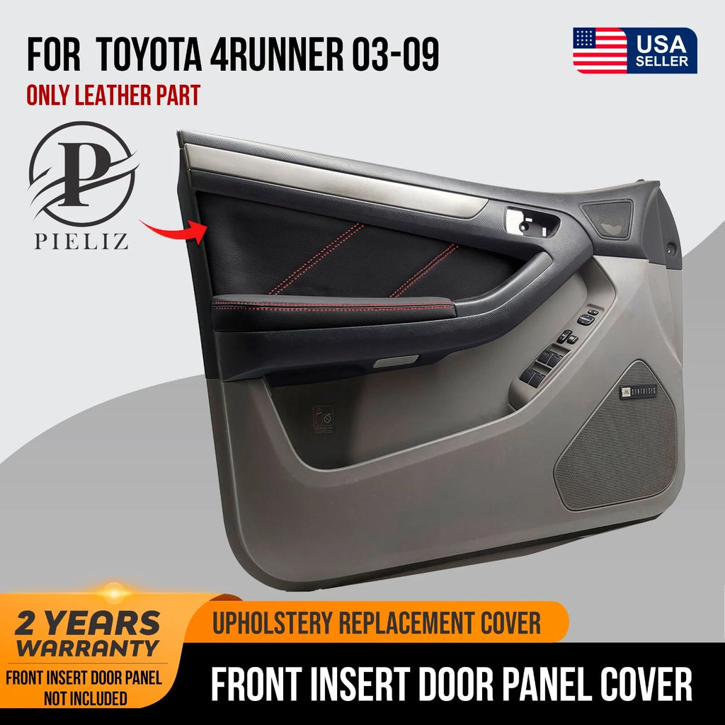Front Insert Door Panel for Toyota 4Runner (2003–2009) Red Stitch PVC Leather