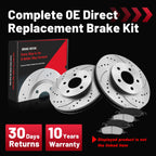 Front Rear Drilled Rotors Brake Pads for Chevy GMC Silverado Sierra 1500 (2007–2018)
