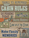 Cabin Rules Metal Sign 12.5" x 16" - Go Fishing Decor 2653