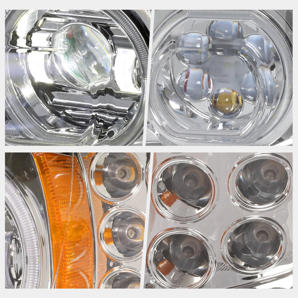 Dual LED Halo Projector Headlights for Peterbilt 388 389 567 (2008–2021)