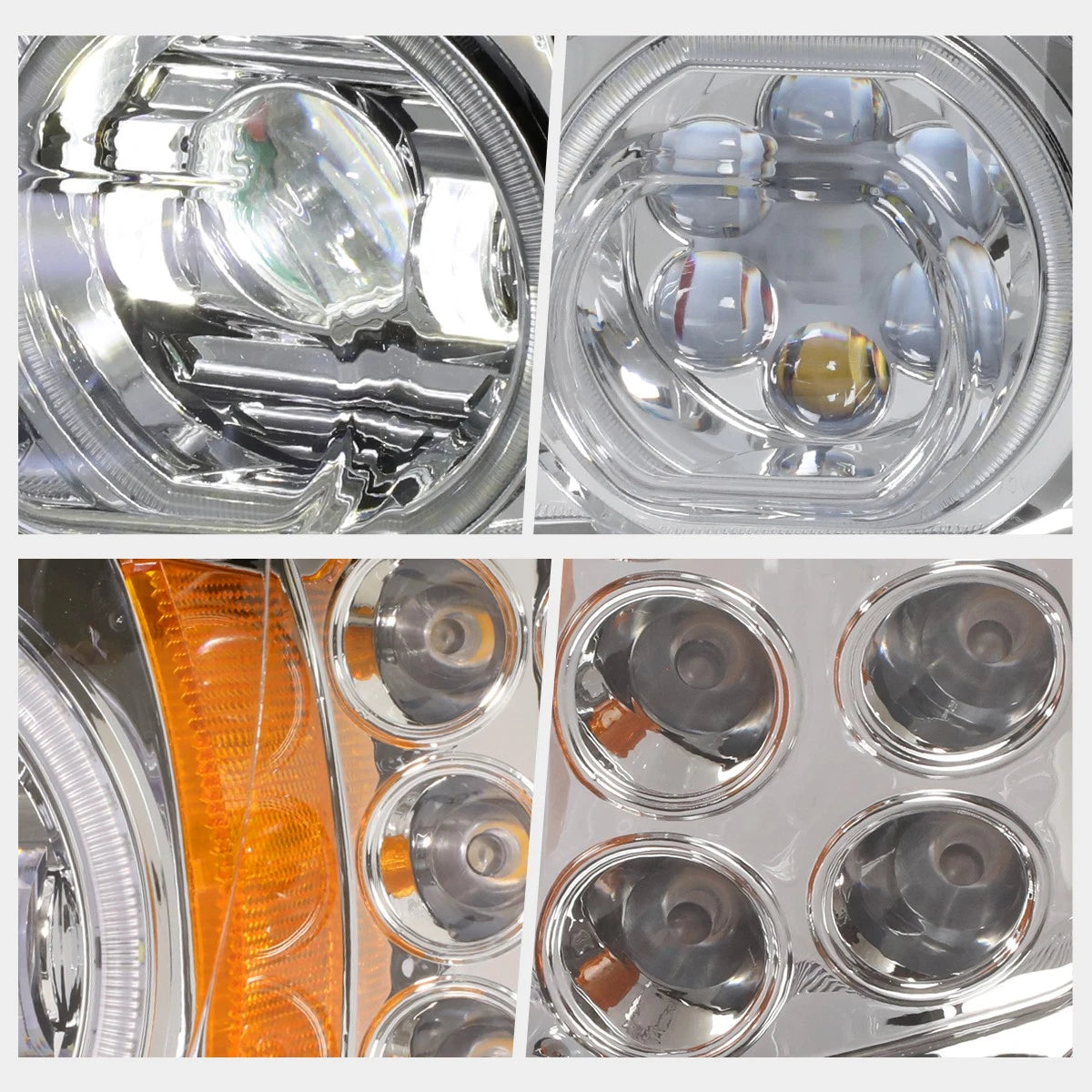 Dual LED Halo Projector Headlights for Peterbilt 388 389 567 (2008–2021)