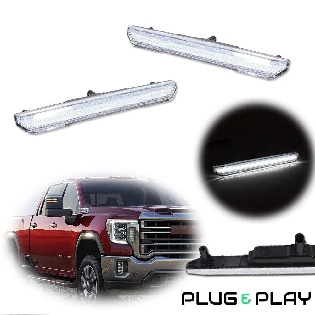 2X White LED Side Marker Light for GMC Sierra 2500 3500 Denali AT4