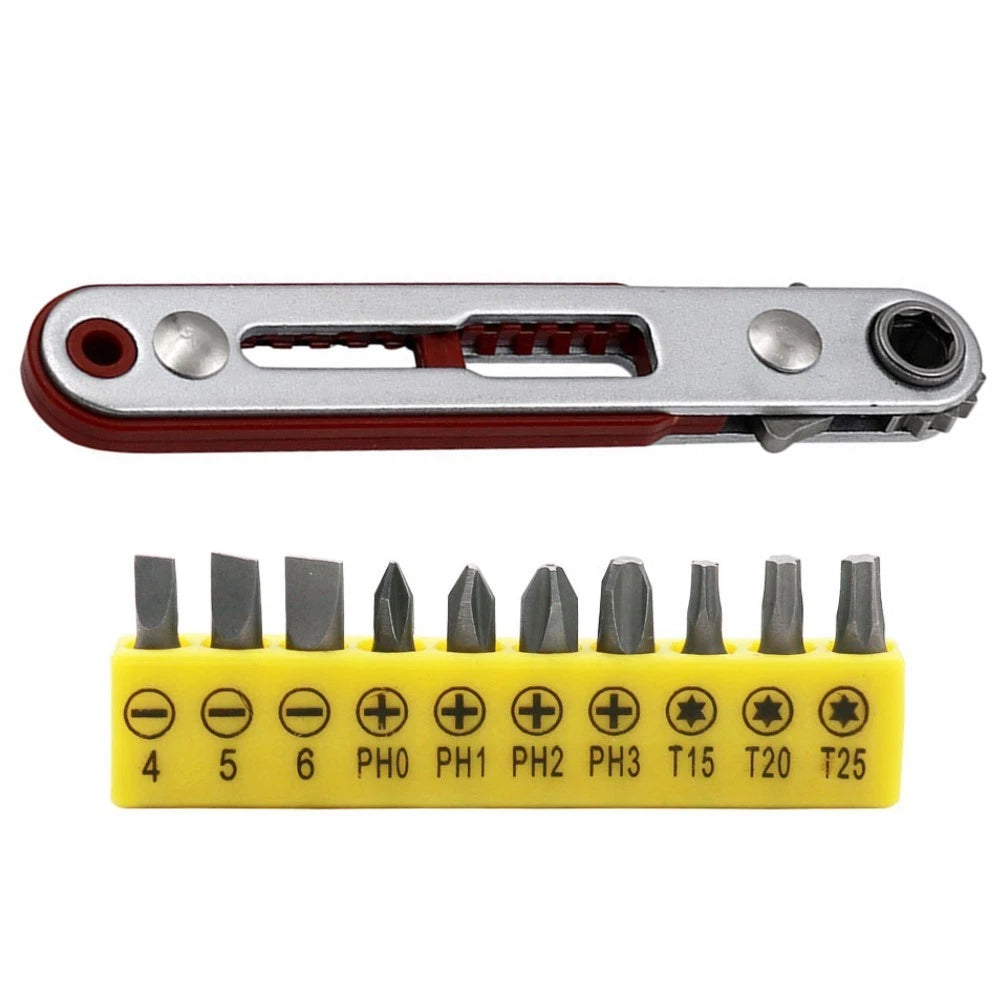 11pcs Ratchet Wrench Set with Bits for Automotive Repair Tools