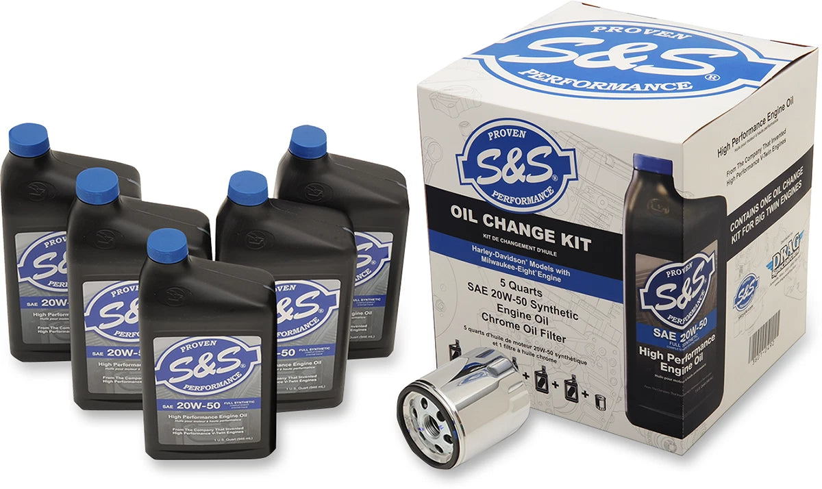 S&S Cycle Oil Change Kit for M8 (218944) - Chrome Filter, 5 Quarts