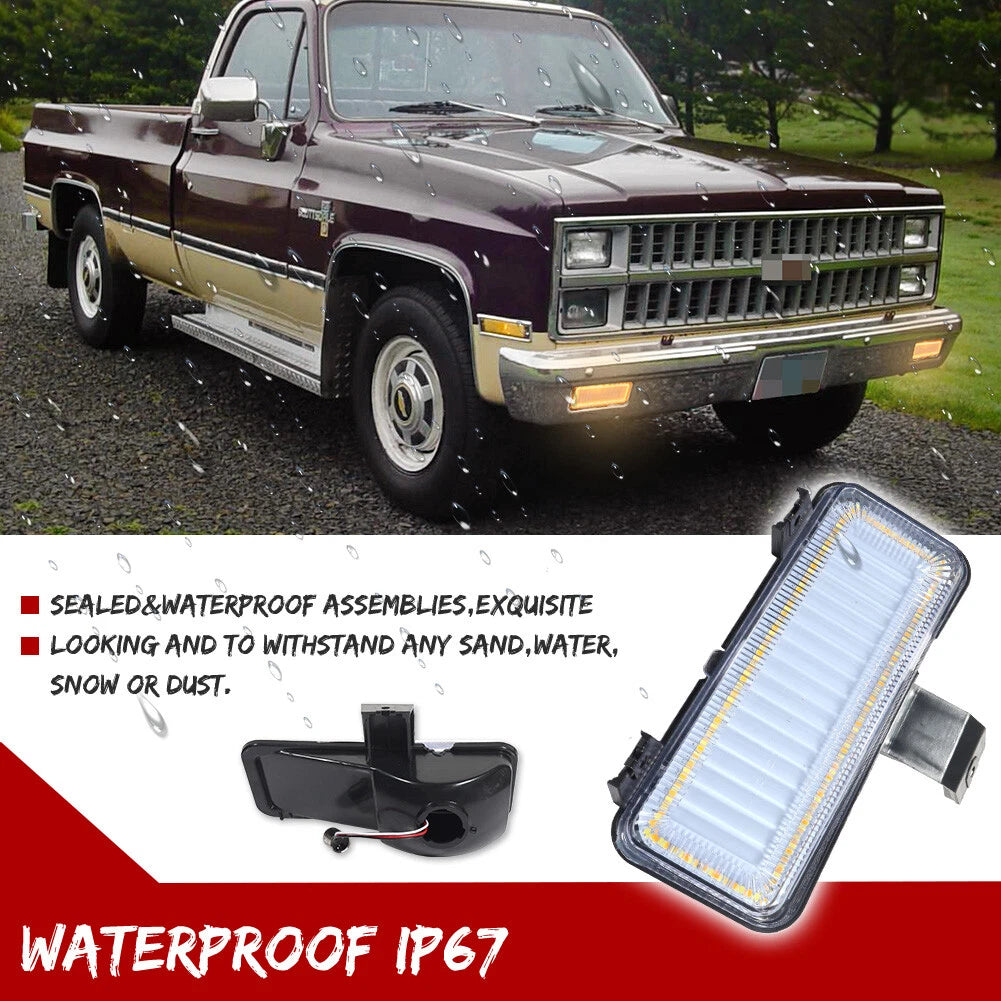 Clear Switchback LED Park Turn Signal Lights for Chevy GMC PU Blazer Jimmy (1981–1982)