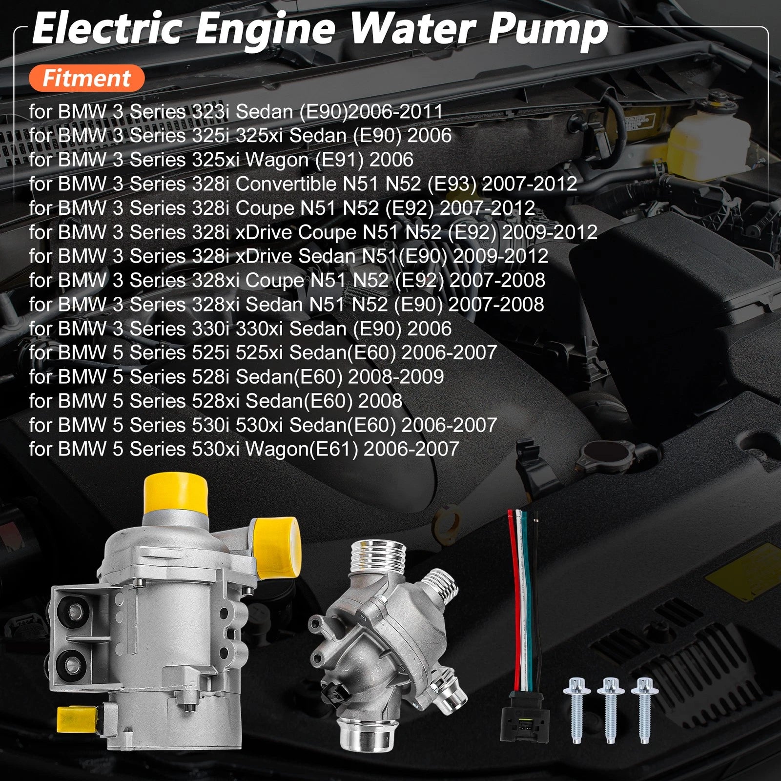 Electric Engine Water Pump for BMW 3 Series 323i Sedan (2006–2013) No. 11517586925
