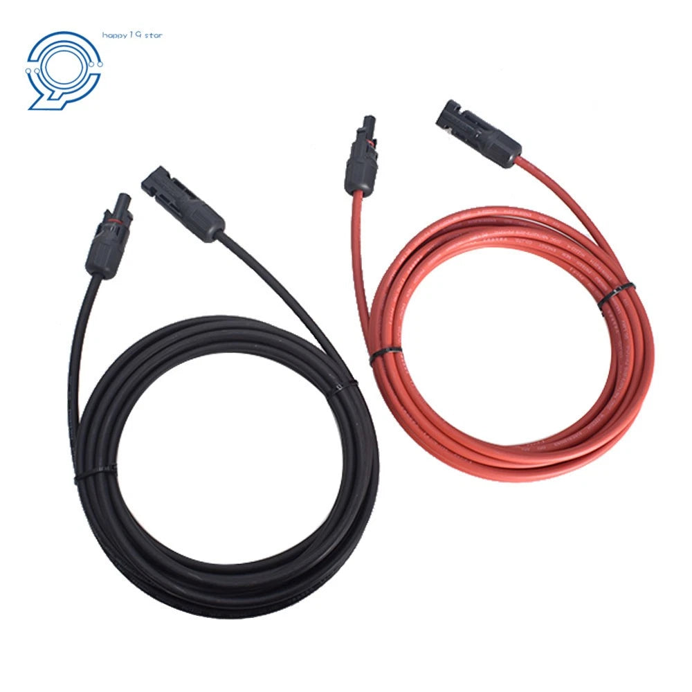 Solar Panel Extension Cable Wire Connector 12AWG for Universal Use (10ft)