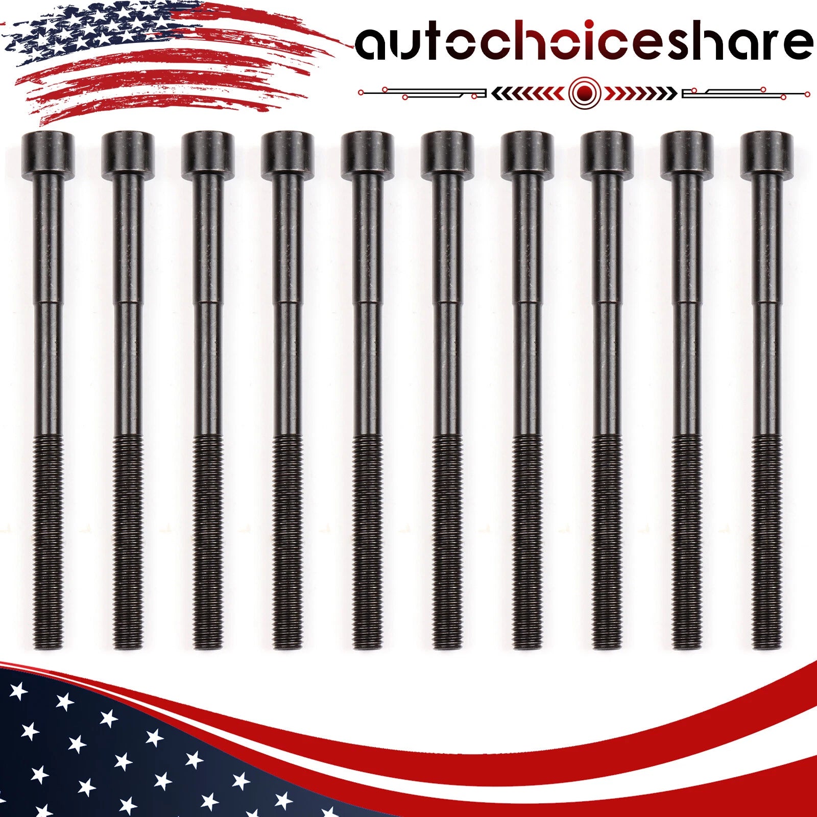 Set of 10 Head Bolts for Toyota Corolla Prius Pontiac Vibe (2009–2016)