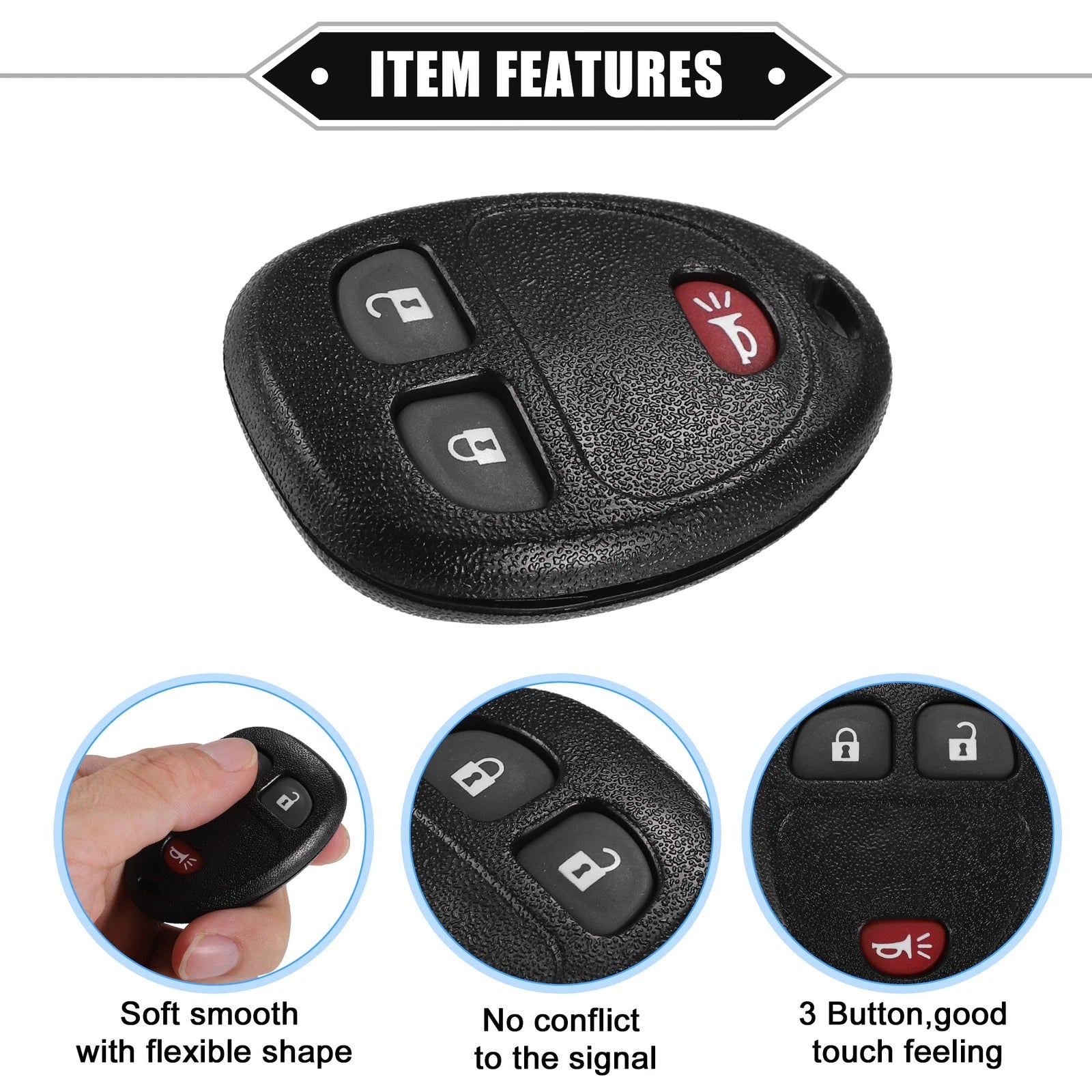 3 Button Keyless Entry Remote Key Cover for Buick Enclave (No Chip)
