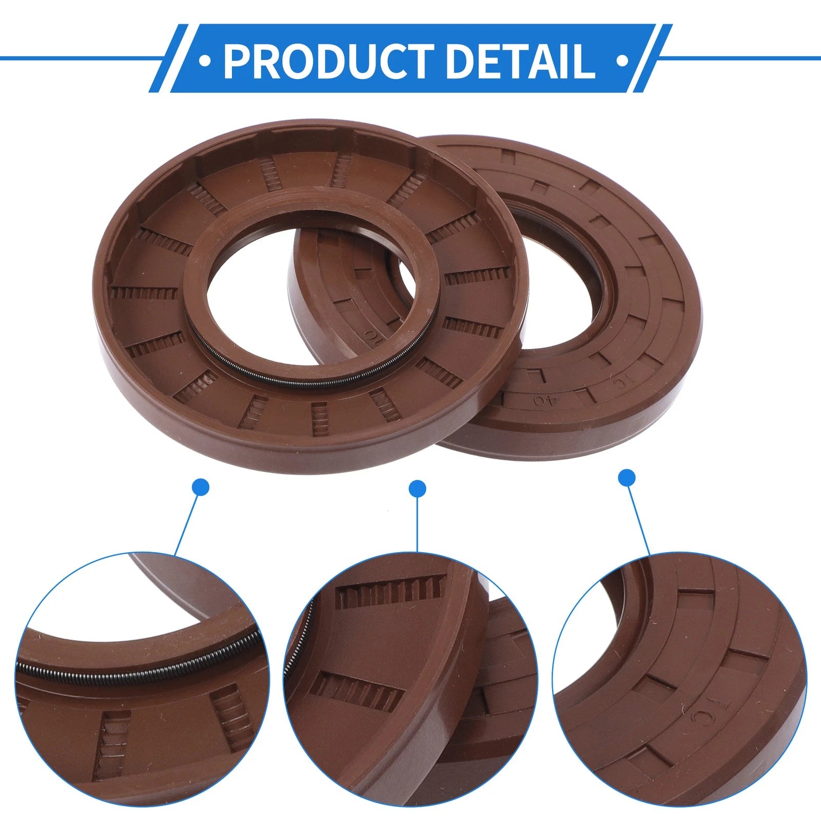Set of 2 Oil Seal Rotary Shaft Seal FKM Rubber 40x80x10mm