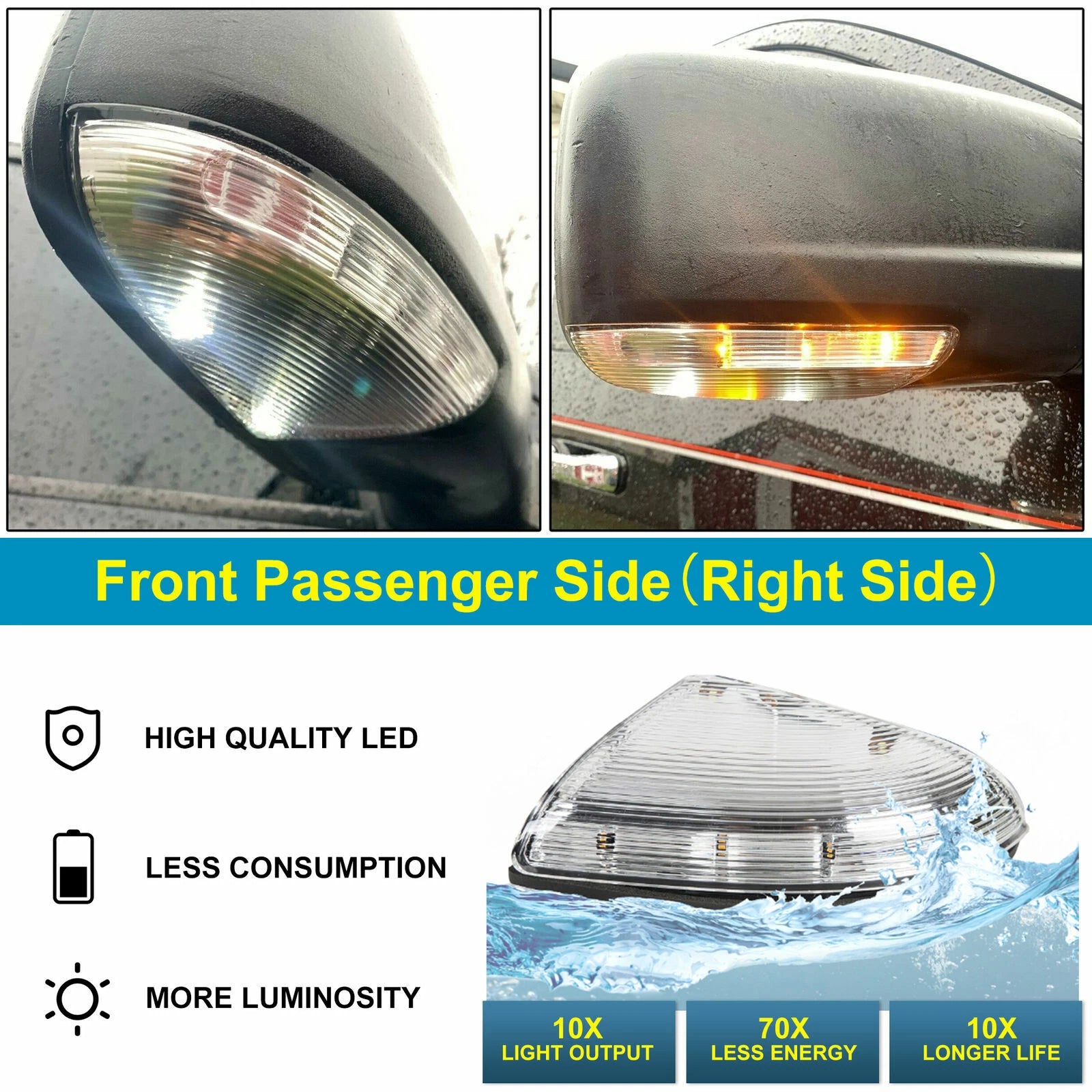 Passenger Mirror Turn Signal Puddle Light Lamp for Dodge Ram 1500 2500 (2009–2014)