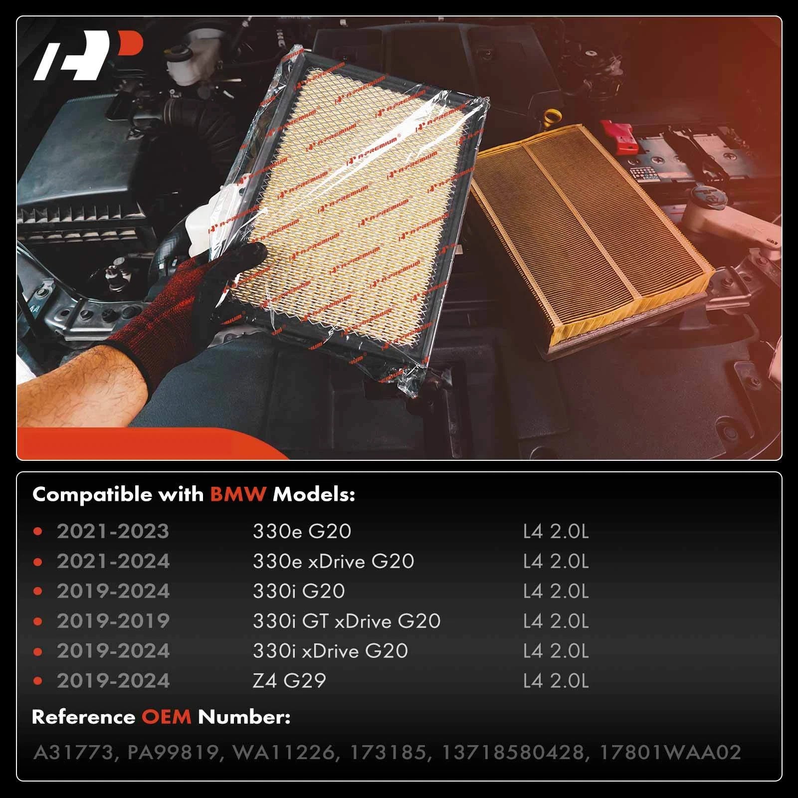 Engine Air Filter for BMW 330e xDrive, 330i xDrive (2019-2024)