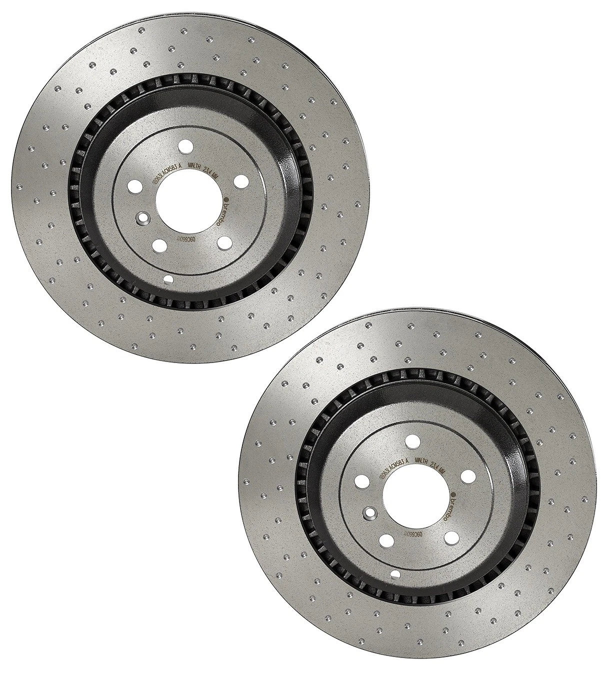 2X Brembo Rear X-Drilled UV Coated Disc Brake Rotors for MB W164 W251