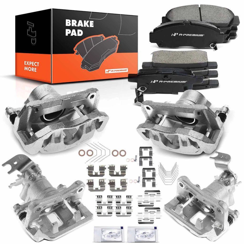 Set of 12 Ceramic Brake Pads and Calipers for Honda Accord Acura TSX
