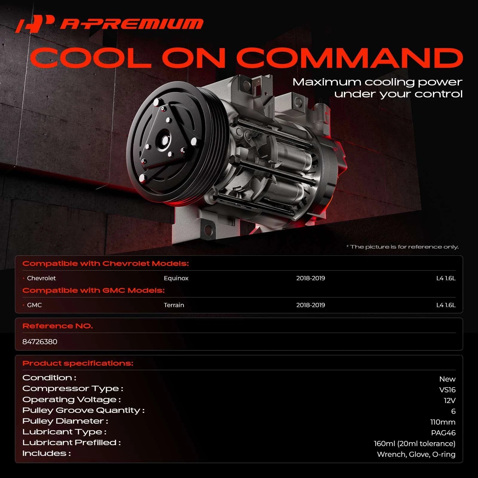 A/C Compressor with Clutch for Chevrolet Equinox GMC Terrain (2010–2017)