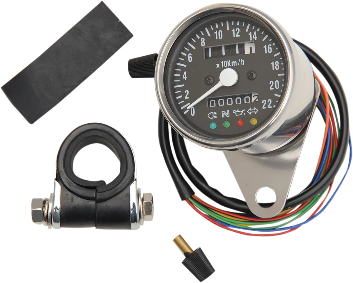 KPH Mini Mechanical Speedometer with LED Indicators for Harley Davidson