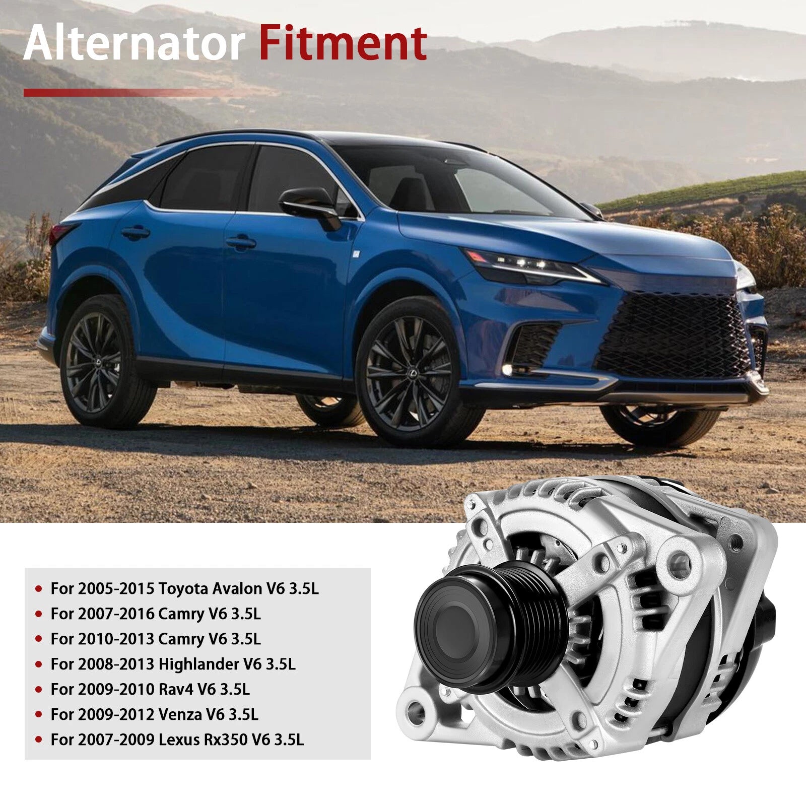 High Output Alternator for Highlander, Avalon, RX350 (2005-2013)